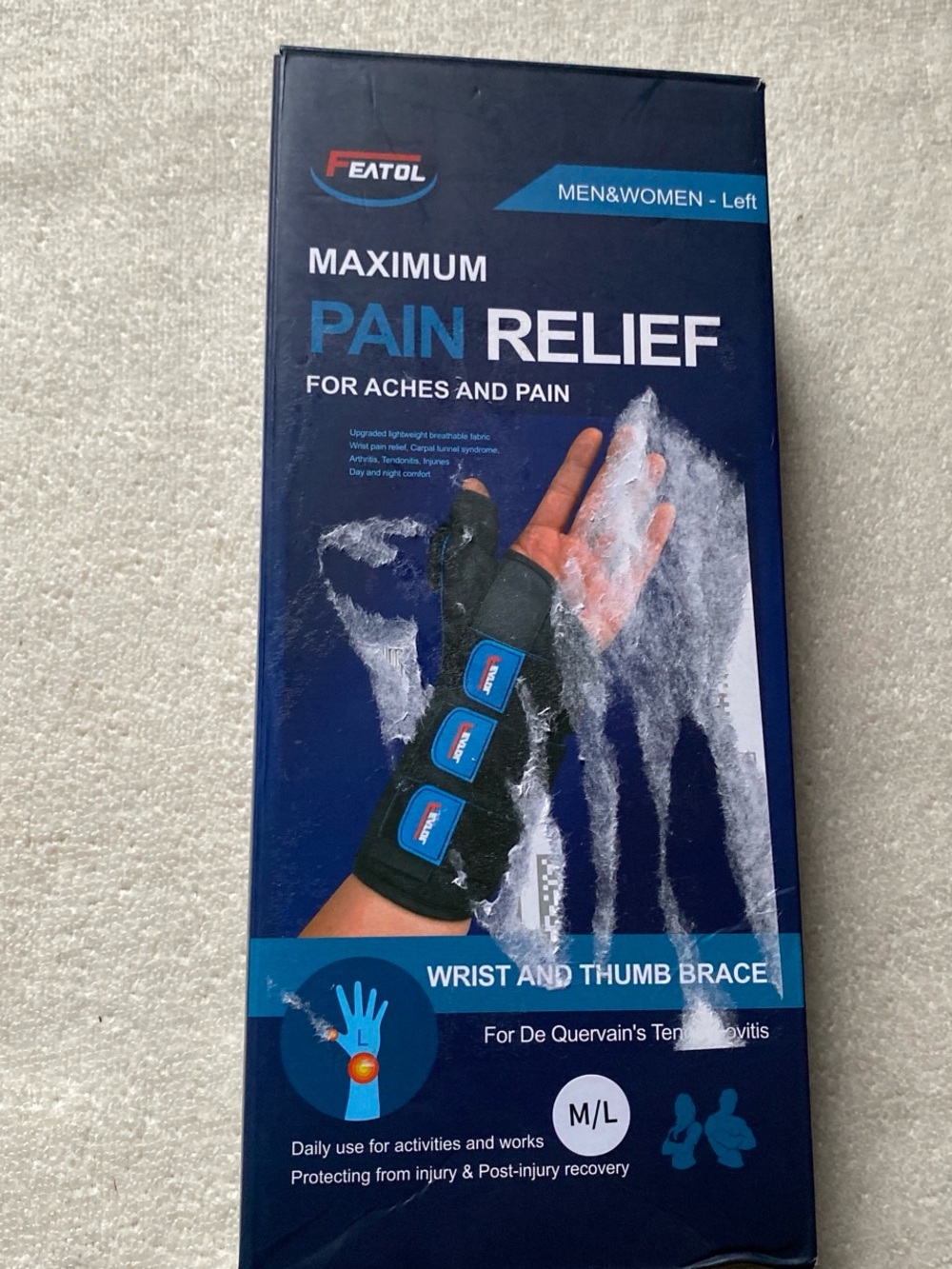 Black Wrist and Thumb Brace - Support & Pain Relief (M/L)